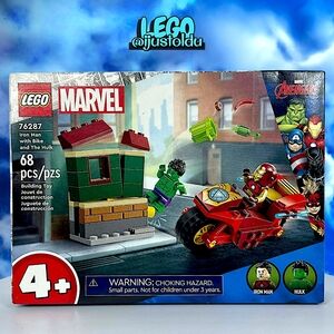 LEGO Marvel Avengers Iron Man with Bike & The Hulk Set 76287 | 68 pcs | Ages 4+